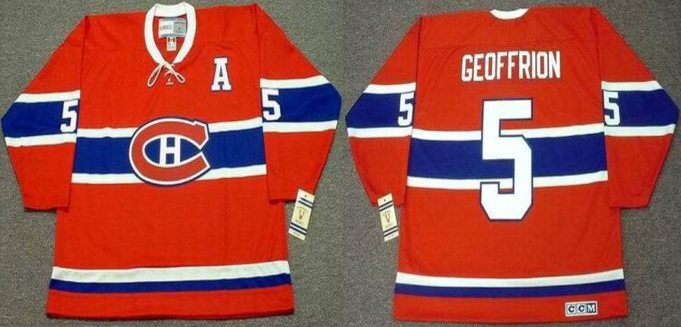 2019 Men Montreal Canadiens #5 Geoffrion Red CCM NHL jerseys